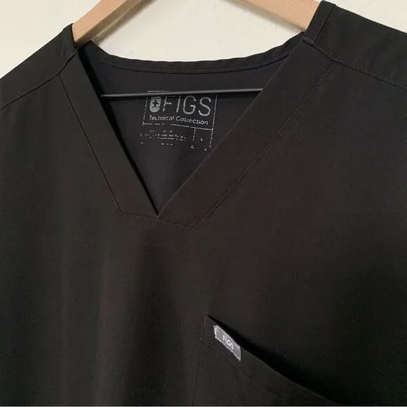 FIGS Technical Collection Women’s Black Scrub Top Large - Picture 2 of 5
